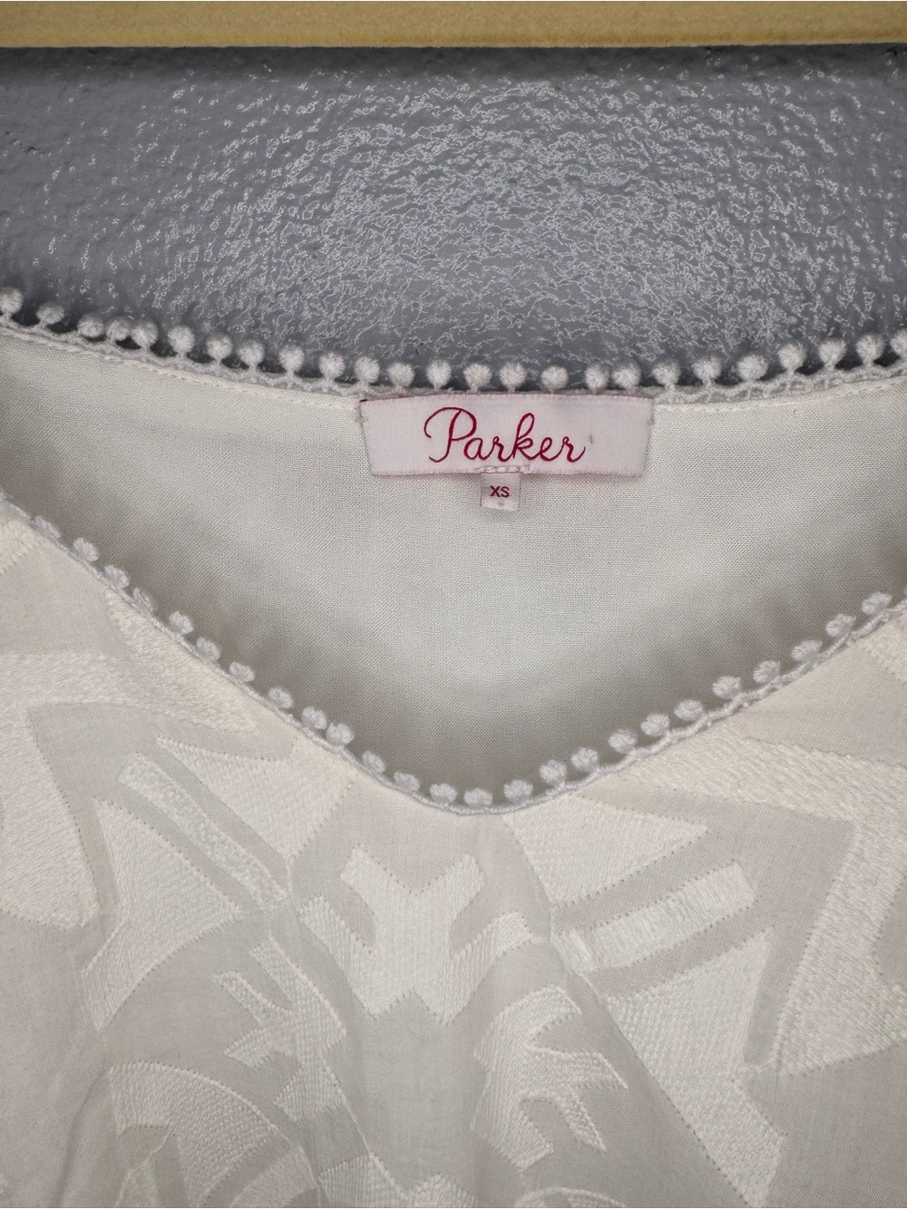 Parker White Off-Shoulder Midi Dress with Ruffle Hem - Picture 4 of 6